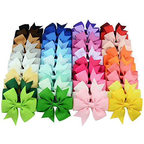 JETTINGBUY 40 Pcs Satin Ribbon Bow Hair Clips