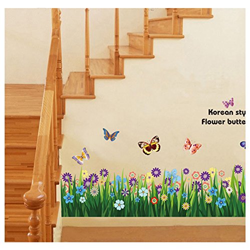 chendongdong Grass Butterfly Wall Sticker Removable PVC Wall Stickers for Home Decoration Kids Room Decor