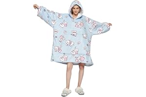 Sedefen Plaid Couverture Polaire avec Manches,Sweat-Shirt à Capuche avec Poches Portables,Confortable Flanelle Douverture TV Femme Homme,Hiver Chaud Sherpa Adulte,Bleu,L'éléphant