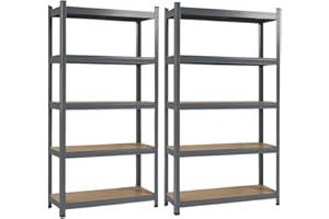 ‎OFFICEMARSHAL OfficeMarshal Doppelpack Schwerlastregale grau, 150 x 75 x 30 cm | Steckregal, Lagerregal, Standregal, Stecksystem ohne Werkzeug montierbar (Lakota)