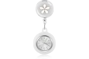 VOKMON Relojes de bolsillo para mujer, reloj de bolsillo personalizado para enfermeras, agujas con luminoso, funda de silicona elástica, reloj de solapa para enfermeras y médicos