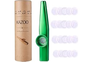 N\A Metal Kazoo and 20 Membrane Flute Diaphragm, Aluminum Alloy Kazoo with Vintage Gift Box, Multipack Kazoo Sets Musical Instruments for Kids Gift Instrumental Accompaniment