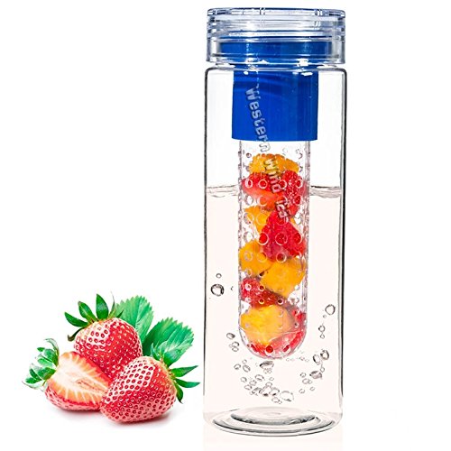 Wocharm Healthy Fruit flavoured-infuser Water Juice-tea Bottle ice Holder lid-BPA Free (Blue)