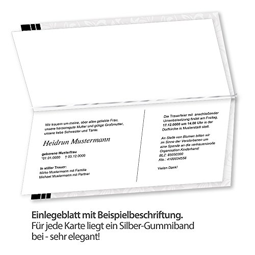 10 Sets Hochwertige Trauerkarten, Klappkarten inkl. Einlegeblätter bedruckbar und inkl. Briefumschläge - 3