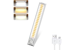 DFGOTOP Luce Armadio LED con Sensore di Movimento, lampada led Ricaricabile Senza Fili con Striscia Magnetica Adesiva, Lampada Notturna Magnetico USB Per Scale (80LED-22CM-1)