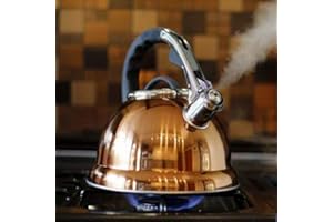 TOOLTIME. Voche® 3.5 Litre Copper Stainless Steel Whistling Stovetop Kettle | Suitable for Electric, Gas and Induction Hobs