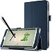 Produktbild Odys TigerTab Hülle, Infiland Folioblatt PU-lederne dünne Slim Fit Folio Kunstleder Schutzhülle Cover Tasche mit Ständerfunktion und Stylus-Halterung für Odys TigerTab 20,3 cm (8 Zoll IPS Display) Tablet PC( Hülle mit Touch Pen)(Dunkleblau)