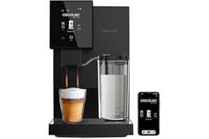 Cecotec Machine a Café Espresso Superautomatique Cremmaet Compactccino Connected. 19 Bars, Thermoblock, Écran TFT, Wifi, Moulin Integré, Réservoir d'eau 1,1 L et de lait 400 ml, Nettoyage Automatique
