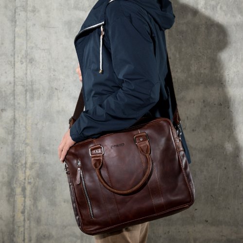 STOKED Laptoptasche NATHAN – Notebooktasche groß fit für 15.4″“ – Businesstasche im Vintage-Look – echt Natur-Leder - 5