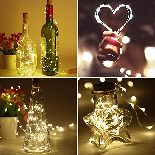 comprare on line Merisny 9 Pezzi Luci per Bottiglie 1M 20 led, Tappo Led di Bottiglie Luminose con 12 Pezzi Batteria di Ricambio prezzo