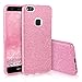 Produktbild EGO ® Hülle Glitzer Schutzhülle für Huawei P10 Lite, Pink Back Case Bumper Glänzend Transparente TPU Bling Weiche Glamour Handy Cover Lipgloss