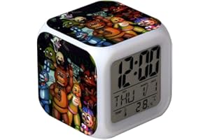 NOAFUNZO FNAF Cartoon Bedroom Alarm Clock, Charger Clock Night Light Clocks (Type 12)