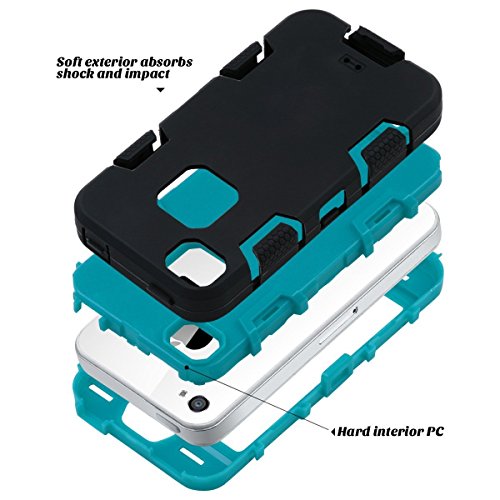 iPhone 4S Case, ULAK iPhone 4 Case 3in1 Shockproof Combo Hybrid Hard Rigid PC + Soft Silicone Protective Case Cover for Apple iPhone 4 4S (Black+Blue)