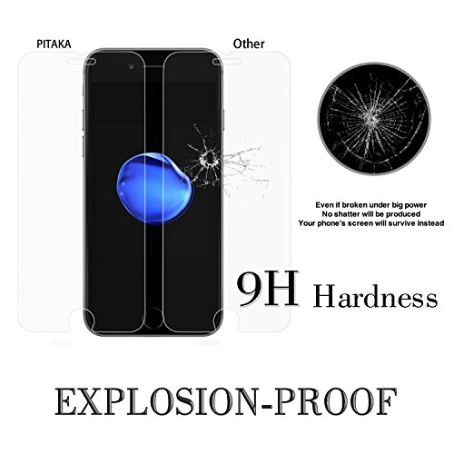 PITAKA Glas Schutzfolie für Apple iPhone 7 Plus(5,5 Zoll), 9H Hardness Tempered Glass,Ultradünn Ultra-Klar Anti-Kratz-Screen Protector - 5