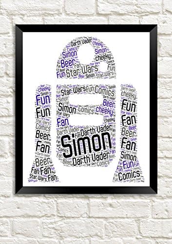 PERSONALISED Robot Star Wars Word Art Wall Print Gift Idea Christmas - A4 Print - Unframed - Word Cloud
