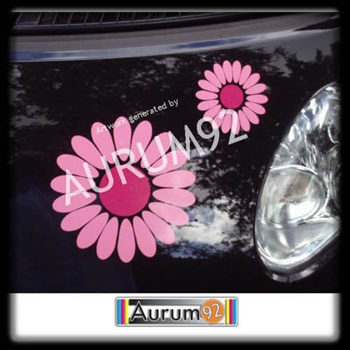 Aurum92 Pink Daisy Flower Car Stickers