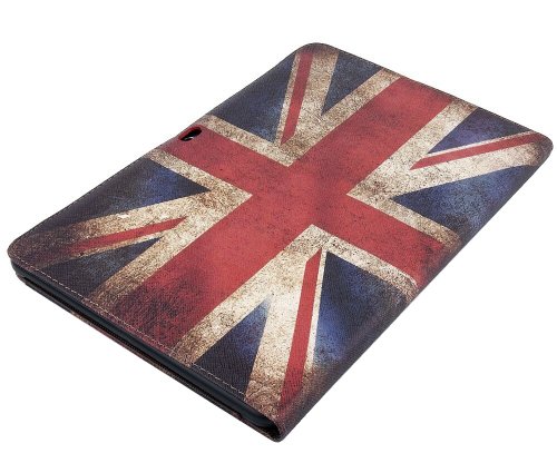 gada - Samsung Galaxy Tab 3 10.1 P5200 P5210 P5220 aufwendig verarbeitete Leder-Imitat tasche mit praktischer Standfunktion in schickem England Style inkl. kostenloser Displayfolie und Touch Pen