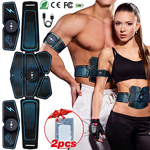 Popolic Electrostimulateur Musculaire, USB Rechargeable EMS Ceinture Abdominale Electrostimulation, ABS Stimulateur Musculaire Homme&Femme