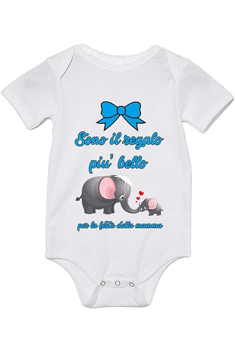 Body Neonato Festa Della Mamma - 100% Cotone - Stampa 'Ciao Mamma!' - Idea Regalo Divertente - Foto 8