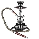 Taffstyle® Orientalische Shisha Einsteigerset Starterset Wasserpfeife Starter Set Starterpaket & Geschenkset Schwarz Grau - Zubehör - Schlauch, 2 Mundstücke, Zange und Kohle Holzkohle 1 Rolle mit 10 Stück - 
