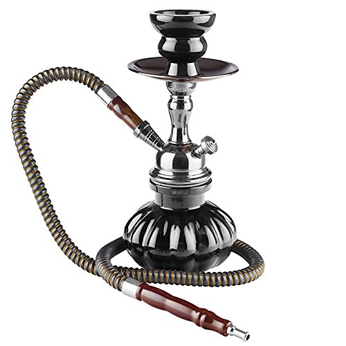 Taffstyle® Orientalische Shisha Einsteigerset Starterset Wasserpfeife Starter Set Starterpaket & Geschenkset Schwarz Grau – Zubehör – Schlauch, 2 Mundstücke, Zange und Kohle Holzkohle 1 Rolle mit 10 Stück - 2