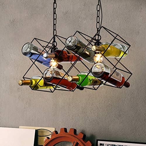 Preisvergleich Produktbild wykbm Pendelleuchte Industrial Wind Eisen die Natur bar Kronleuchter Retro kreative Persönlichkeit Cafe Restaurant Objekte der Dekoration Flasche Wein-of-The-Art Kronleuchter (Größe: 55 * 28 cm).