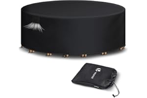 vounot® Housse Salon de Jardin Bâche de Protection Extérieur 420D Oxford avec Coutures Renforcées pour Mobilier Imperméable Résistant avec Fenêtre Ventilation et Boucle Verrouillage φ190x73cm