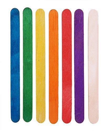 G2PLUS Holzstäbchen 200 Stück Craft Sticks zum Basteln Gekauft (Bunt) - 2
