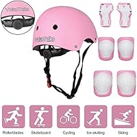 Protezione di Casco Bambini, ValueTalks Ginocchiere Gomitiere e Protezione Polso per Pattini a Rotella,Skateboard, Bicicletta, Hoverboard e Altri Sport Estremi(Pink)