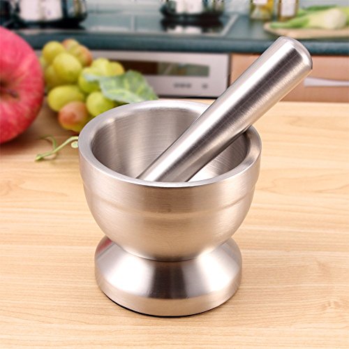 vancore (TM) Edelstahl Mörser und Pistill Spice Grinder Knoblauch Gerät für Küche, edelstahl, L - 2