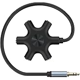 5-Jack Multi Headphones Audio Splitter Injection Moulding with Headphone Splitter Designed to Connect Up to Five Devices for 