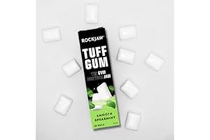 ROCKJAW® Caffeine Tuff Gum 2.0 with 20mg Caffeine, Taurine + B Vitamins - 10 Pack - 100% Xylitol, Aspartame-Free, Sugar-Free (Smooth Spearmint)