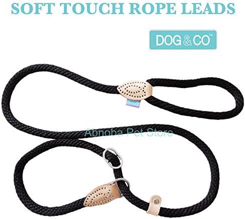 (60" 14mm, Black) Hem & Boo Dog & Co Soft Touch Rope Collar & lead in one Figure 8 Halter Option