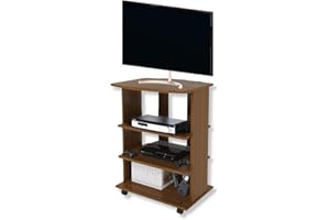 MOHOME Mobile Tv Legno MDF 3 Ripiani Mobiletto Noce Antico Carrello Porta Tutto Pavimento Televisore Console Videogiochi DVD Ruote Trasportabili Robusto Moderno