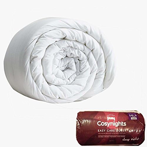 COSYNIGHTS EASY CARE DUVET QUILT- TOG Ratings 10.5, 13.5 & 15 -WASHABLE- ANTI ALLERGY HOLLOWFIBRE- SINGLE, DOUBLE, KING, SUPER KING- WHITE COLOUR + OPTIONAL PILLOWS (Tog Rating 10.5, Single - DUVET ONLY)
