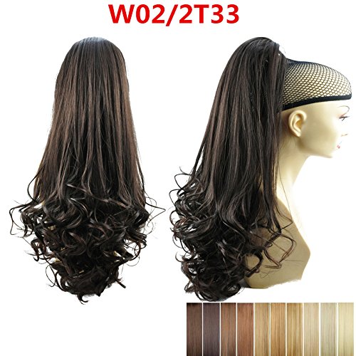 Multi-Color 24"&160g Hair Claw In Pony Tail Ponytail Hair Extensions Curled Wavy W02/2T33