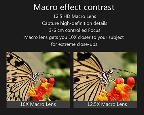 LONGXI Senza Distorsioni Fotocamera Del Cellulare 0.45X Grandangolare + 12.5x Obiettivo Macro