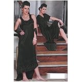 IIndiatrendzs Women's Satin Black Night Wear 2 Pcs Set of Nighty