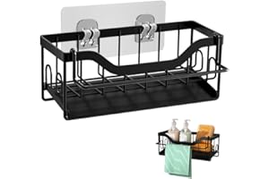 GIDWRIY Organizer Lavello Cucina,Organizer Spugna Lavello Acciaio,Porta Spugna Cucina con Portasciugamani,Porta Lavandino Bagno Senza Foratura,Organizzatore Stracci per Spazzole,Sink Sponge Holder