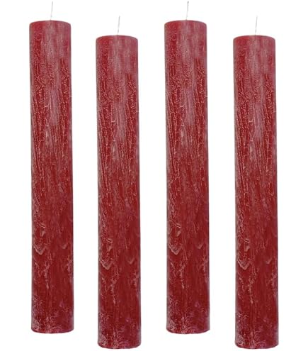 4er Pack Rustikale Stabkerzen H:25 cm Ø:3,8 cm diverse Farben Brenndauer 22 Stunden Kerze Advent Weihnachten Deko, Farbe:Dunkelgrau