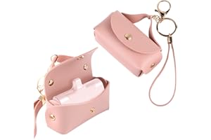 Leayjeen Leder-Schutzhülle geeignet für Mini-Externer Akku, kompatibel mit iWalk/Feob/Charmast/AXNEB/Pxwaxpy/QTshine, Leder, ultra-kompakt, Power Bank, kleiner Akku, tragbar, Rosa