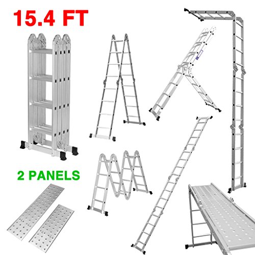 Finether 4.7M Leiter Mehrzweckleiter Klappleiter Gelenkleiter 4×4 Sprossen Aluleiter Multifunktionsleiter Kombileiter Anlegeleiter Stehleiter aus hochwertigem Alu robust 4 Jahre Garantie - 2