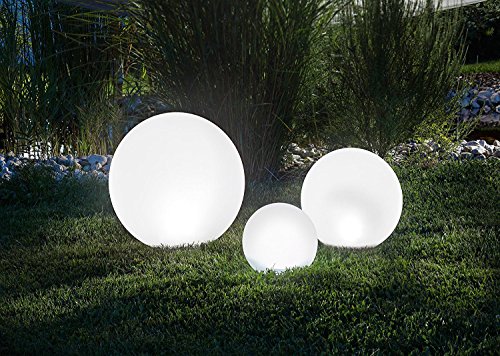 BUVTEC Solar Leuchtkugel 3er Spar-Set 20, 30 und 40 cm, Dauer- oder Wechsellicht 7 Lichtfarben 8 Std. Leuchtdauer