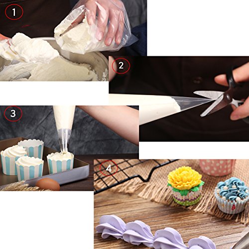 200 Stück Thick-Gebäckbeutel 16-Zoll-12-Zoll-Einweg-Icing Dekorieren Taschen Kuchen Spritzbeutel für alle Sized Tipps Kit und Kupplungen - 7