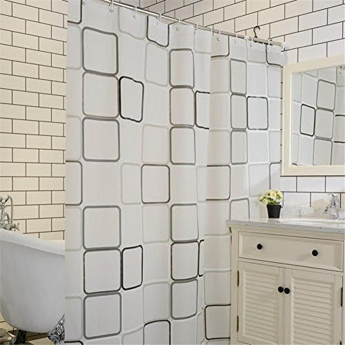 YLSFWSRY Shower Curtains Curtain Synthetic Fiber Upscale Waterproof Thicker Home Hotel Shower Curtains Square Peva Partition Shower Curtains Bathroom Prevent Moldy Door Hanging Curtains European Style , 180 Width *200 High + Hanging Ring