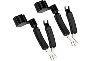 CAASFOOY 2 Stück 3-in-1 Saitenreparaturwerkzeug für Gitarre, Saitenwickler für Gitarre, Saitenwickler und Saitenschneider für Musikinstrumente, Gitarre und Workstation, Schwarz