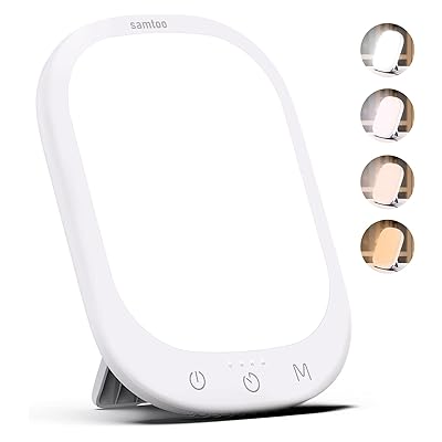 SAD Lamp,10000 Lux SAD Light Therapy Lamp with 4 Color Models,5 Brightness Levels,4 Timer Setting Compact Size Full UV-Free Daylight Lamp Wall Mountable Support Smart Plug Sunlight Lamp