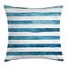 Produktbild Abstract Throw Pillow Cushion Cover, Horizontal Paintbrush Soft Toned Stripes Vintage Marine Background Artwork, Decorative Square Accent Pillow Case, 18 X 18 Inches, Violet Blue White