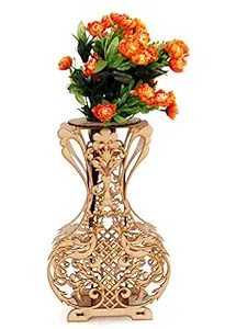 M.N. NAVMI Wooden Flower Vase for Artificial Flower (Brown, 15 x 5.5 x 9 Inches)