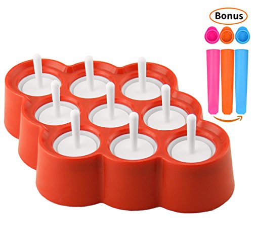 Joyoldelf mini Ice Pop Maker,Silikon Ice Lolly Moulds mit Bonus 3 Silikon Eis Lutscher Formen - Machen Sie gesunde Ernährung für Ihre Kinder